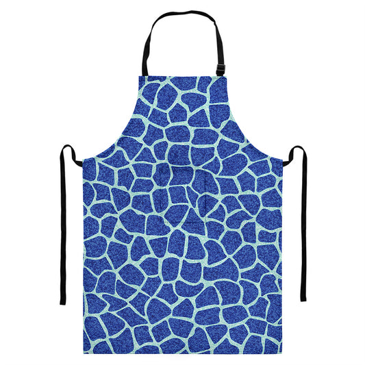 Blue Giraffe Print Bib Apron With Pocket