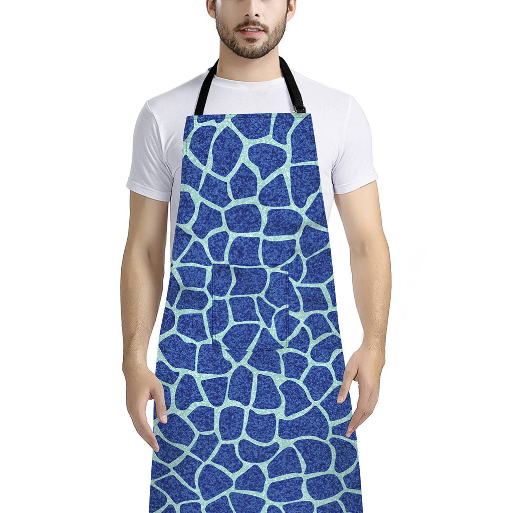 Blue Giraffe Print Bib Apron With Pocket