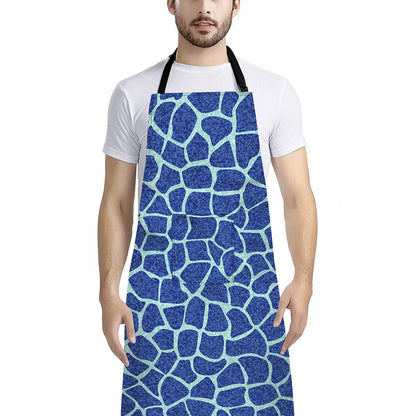 Blue Giraffe Print Bib Apron With Pocket