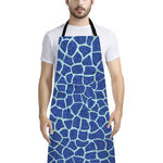 Blue Giraffe Print Bib Apron With Pocket
