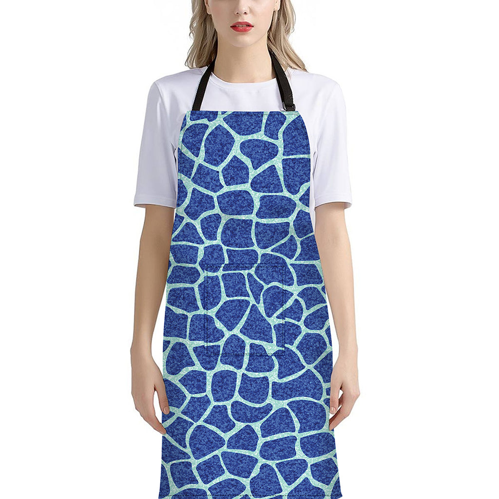 Blue Giraffe Print Bib Apron With Pocket