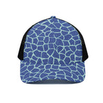 Blue Giraffe Print Black Mesh Trucker Cap