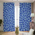 Blue Giraffe Print Dimout Pencil Pleat Curtains