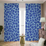 Blue Giraffe Print Blackout Pencil Pleat Curtains