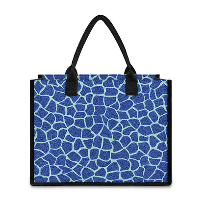 Blue Giraffe Print Canvas Tote Bag