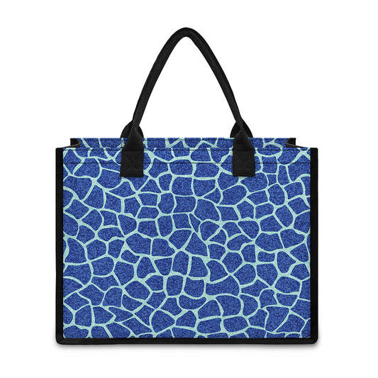 Blue Giraffe Print Canvas Tote Bag