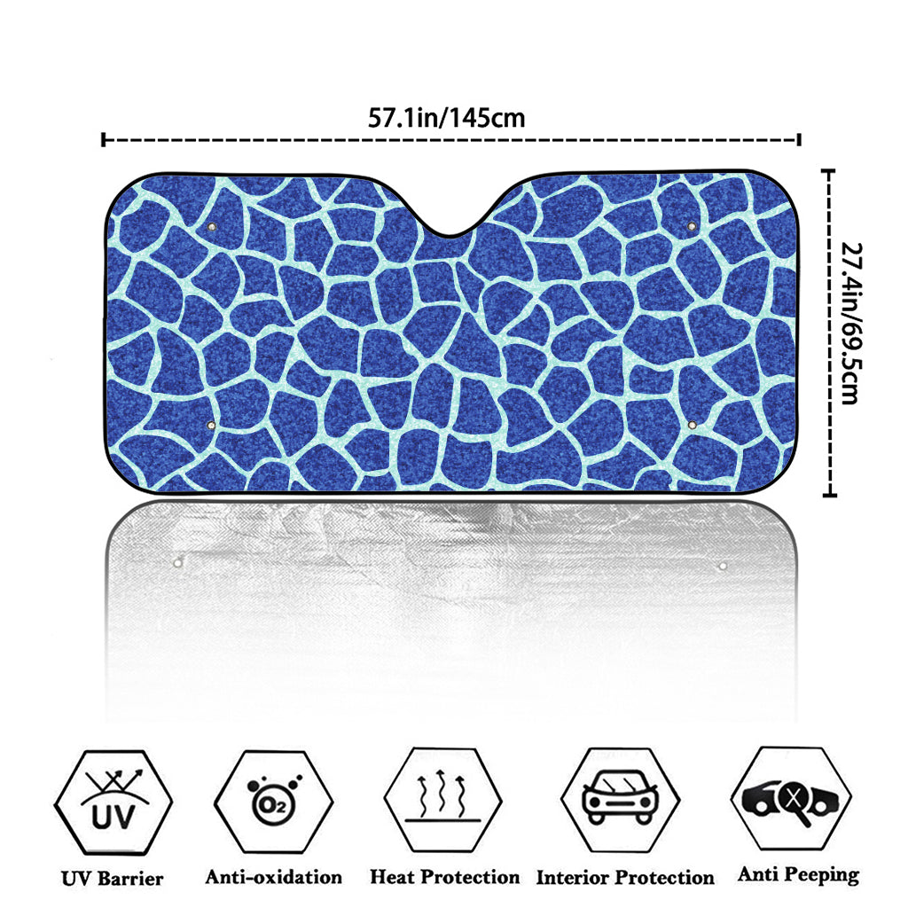 Blue Giraffe Print Car Windshield Sun Shade