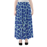 Blue Giraffe Print Chiffon Maxi Skirt