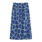 Blue Giraffe Print Cotton Front Slit Maxi Skirt