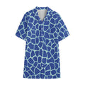 Blue Giraffe Print Cotton Hawaiian Shirt