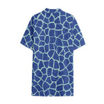 Blue Giraffe Print Cotton Hawaiian Shirt