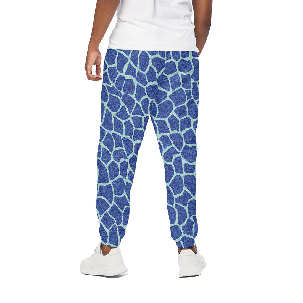 Blue Giraffe Print Cotton Pants