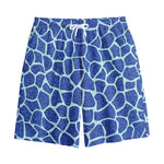 Blue Giraffe Print Cotton Shorts