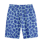 Blue Giraffe Print Cotton Shorts