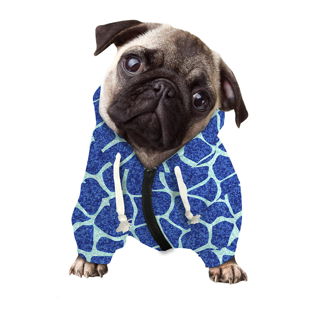 Blue Giraffe Print Dog Zip Up Hoodie