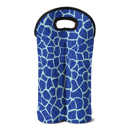 Blue Giraffe Print Double Neoprene Wine Tote