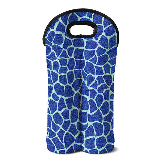 Blue Giraffe Print Double Neoprene Wine Tote