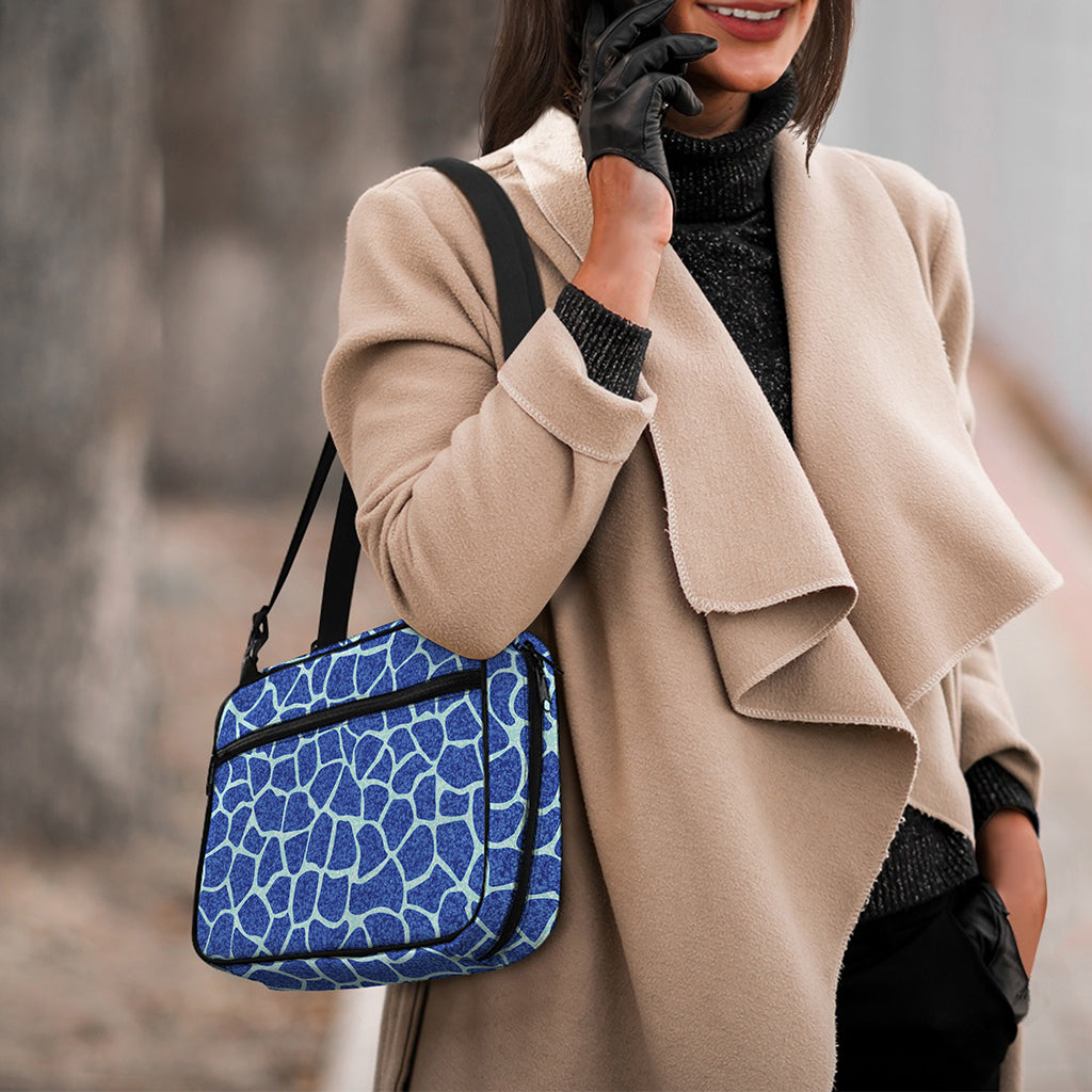 Blue Giraffe Print Double Strap Bible Bag