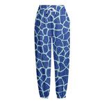 Blue Giraffe Print Fleece Lined Knit Pants