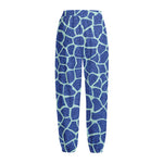 Blue Giraffe Print Fleece Lined Knit Pants