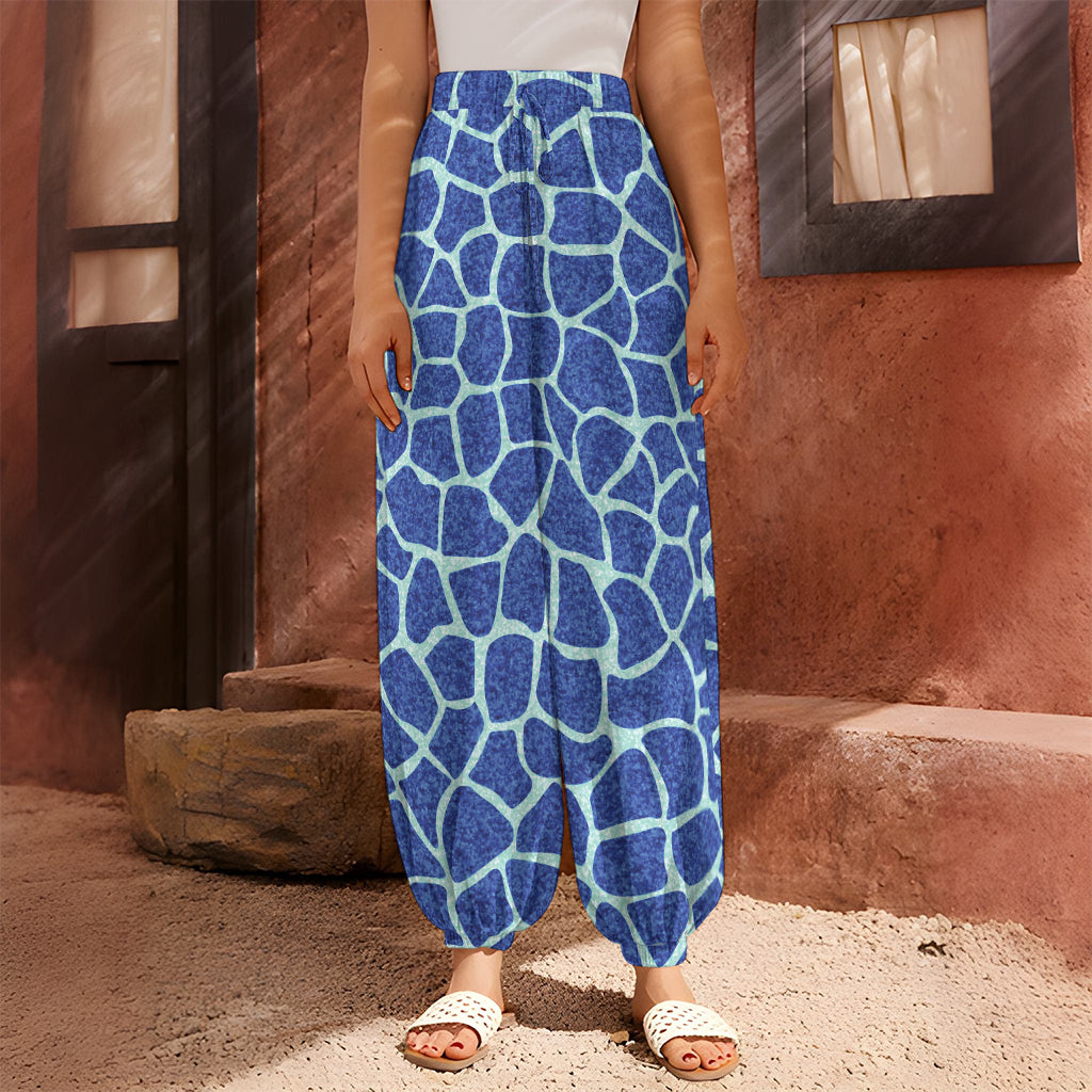 Blue Giraffe Print Harem Pants