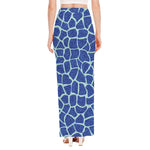 Blue Giraffe Print High Slit Maxi Skirt