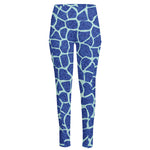 Blue Giraffe Print High-Waisted Pocket Leggings