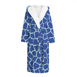 Blue Giraffe Print Hooded Bathrobe