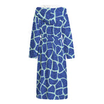 Blue Giraffe Print Hooded Bathrobe