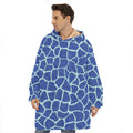 Blue Giraffe Print Hoodie Blanket