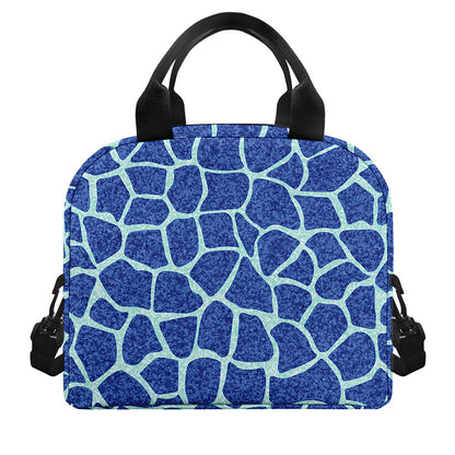 Blue Giraffe Print Insulated Lunch Bag