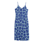 Blue Giraffe Print Jersey Midi Cami Dress