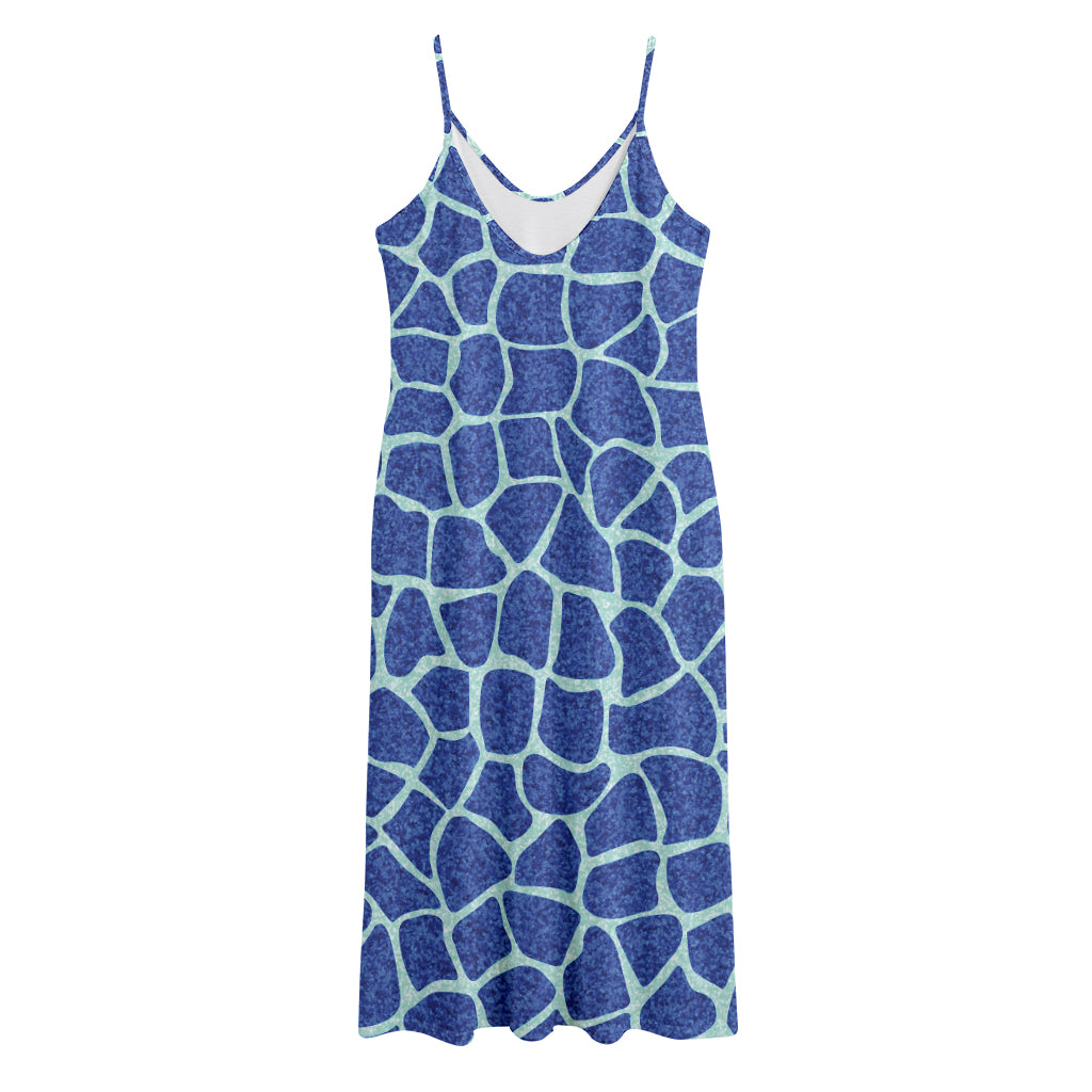Blue Giraffe Print Jersey Midi Cami Dress