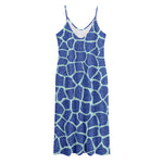 Blue Giraffe Print Jersey Midi Cami Dress