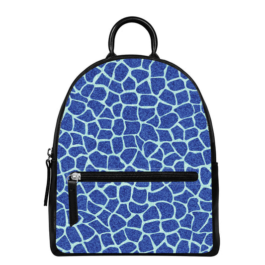 Blue Giraffe Print Leather Backpack