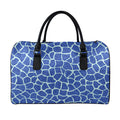 Blue Giraffe Print Leather Duffel Bag