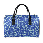 Blue Giraffe Print Leather Duffle Bag