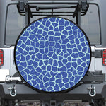 Blue Giraffe Print Leather Spare Tire Cover