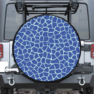 Blue Giraffe Print Leather Spare Tire Cover