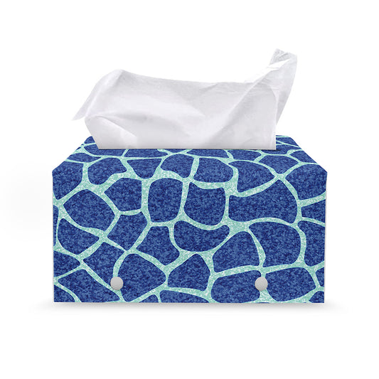 Blue Giraffe Print Leather Tissue Box Cover