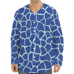 Blue Giraffe Print Long Sleeve Baseball Jersey