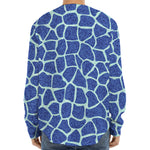 Blue Giraffe Print Long Sleeve Baseball Jersey