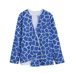 Blue Giraffe Print Long Sleeve Short Coat