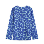 Blue Giraffe Print Long Sleeve Short Coat