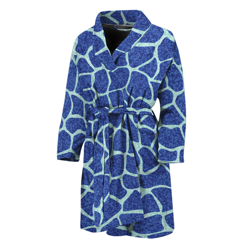 Blue Giraffe Print Men's Bathrobe