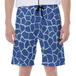 Blue Giraffe Print Men's Beach Shorts