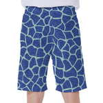 Blue Giraffe Print Men's Beach Shorts