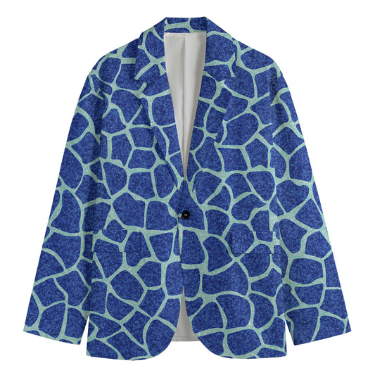 Blue Giraffe Print Men's Blazer