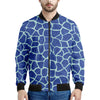 Blue Giraffe Print Men's Bomber Jacket