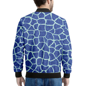 Blue Giraffe Print Men's Bomber Jacket